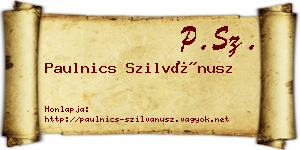 Paulnics Szilvánusz névjegykártya